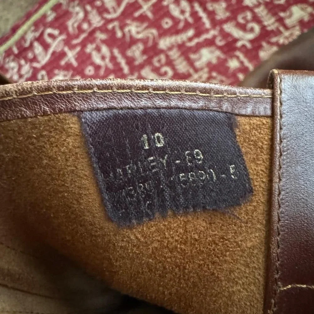 Vintage 90s / Y2K Brown Harness Leather Campus Boot Stacked Heel